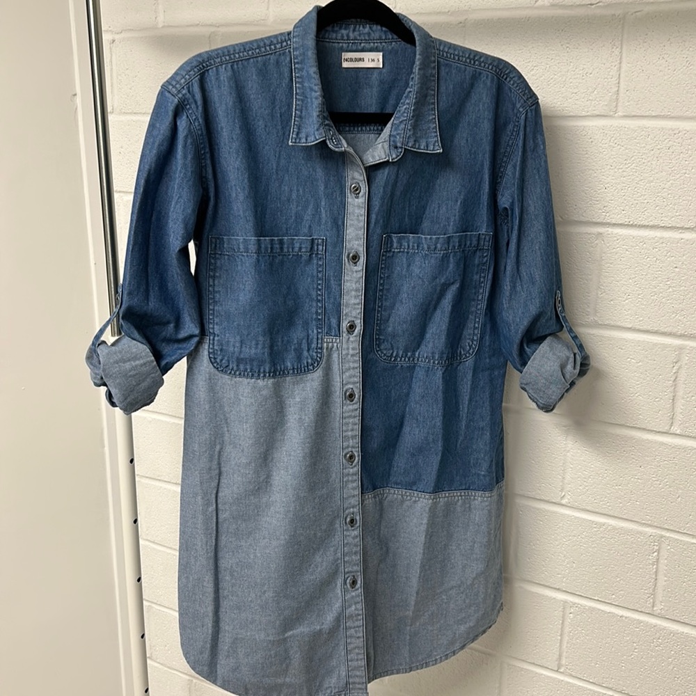 Longline denim button down